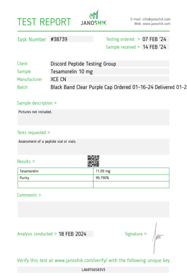 CAS  218949-48-5  Tesamorelin 10 - Image 3