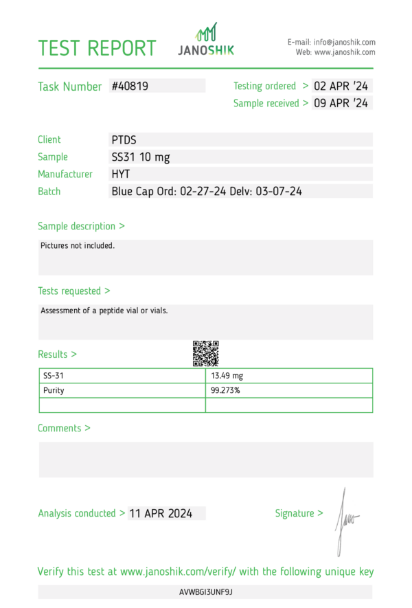 CAS 736992-21-5   ELAMIPRETIDE  SS31 10 - Image 3